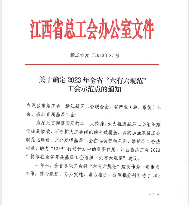 金環(huán)磁選工會(huì)被確定為2023年全省“六規(guī)范”工會(huì)示范點(diǎn)